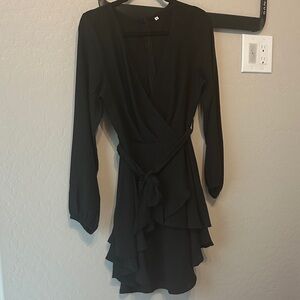 Elegant Black Wrap Dress